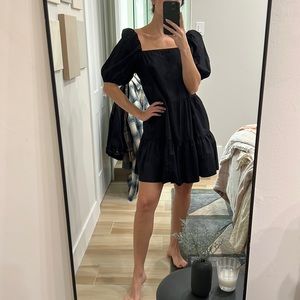 Black mini tiered a-line dress